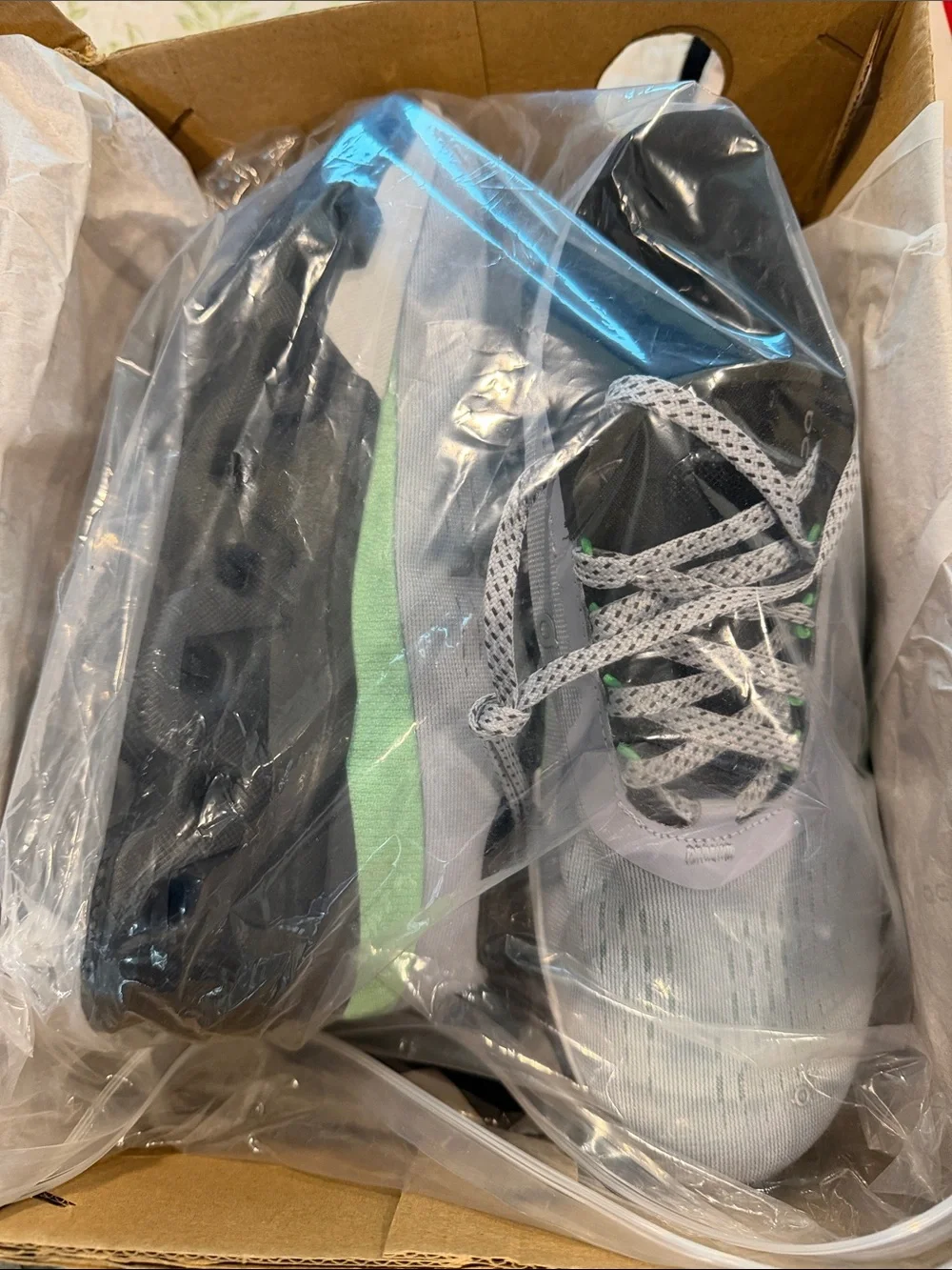 On Running Women's Athletic Shoes - Light Gray, Black, Green Accents